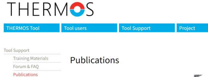 Thermos website - Tool Support, Publications